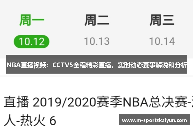 NBA直播视频：CCTV5全程精彩直播，实时动态赛事解说和分析